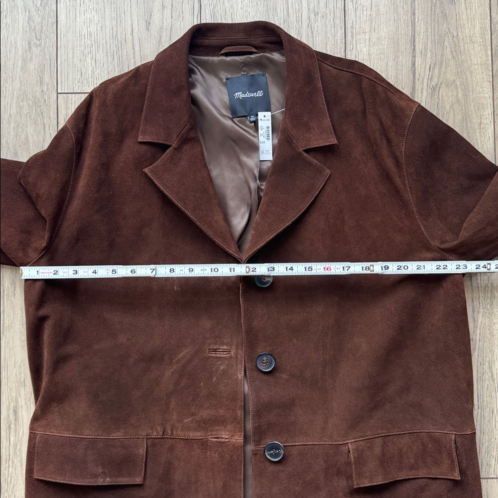 Madewell Single-Breasted Topcoat in Suede Women’s XL Brown Dark Roast NWT - Picture 6 of 9